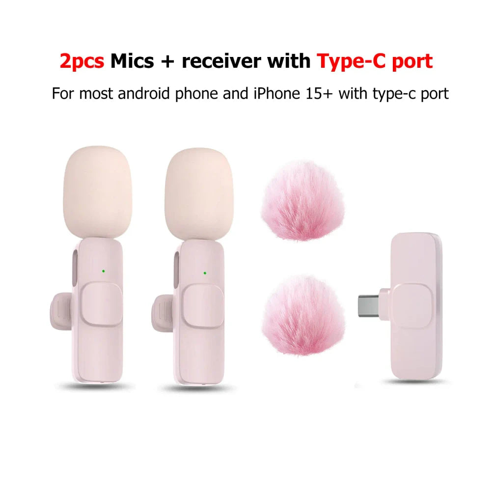 Pink Wireless Lavalier Microphone