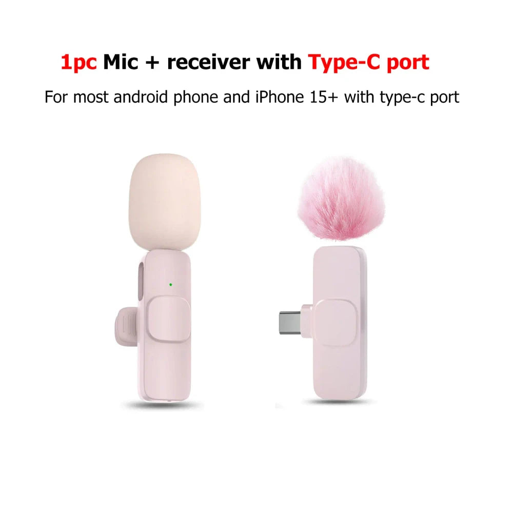 Pink Wireless Lavalier Microphone