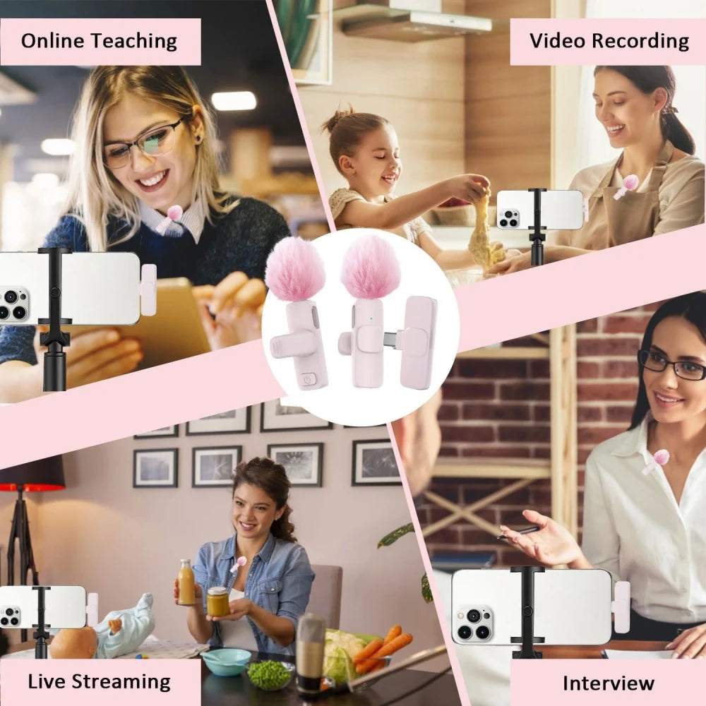 Pink Wireless Lavalier Microphone