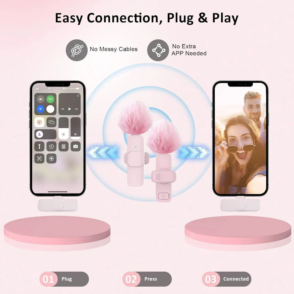 Pink Wireless Lavalier Microphone